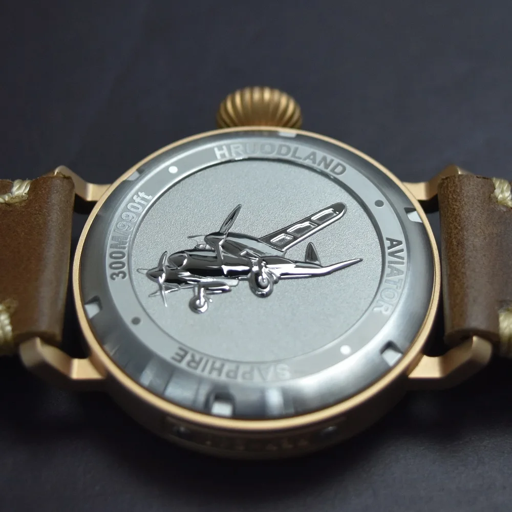

Hruodland Bronze Big Pilot Watch OutdoorTactical Military Watch Sapphire 200M Waterproof Luminous Diving Wristwatch For Male Men