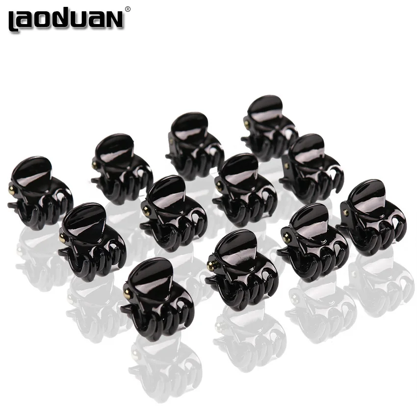 12 шт. модные женские аксессуары для волос девочек Черная пластиковая мини
