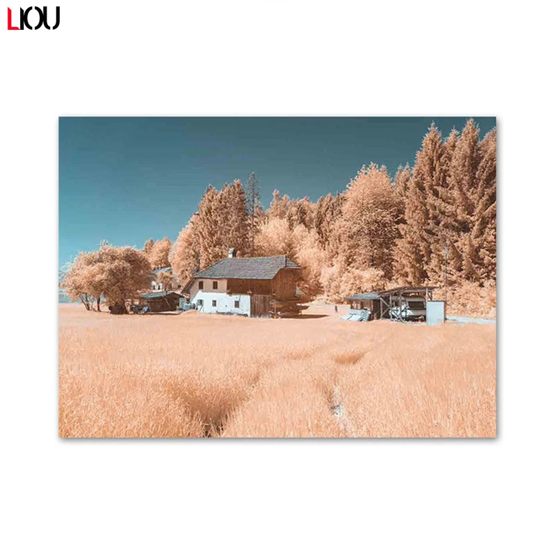 Картина на холсте для пустынной стены гор травы леса искусства Постер и принты в