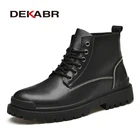 DEKABRзимние ботинки из натуральной кожи на нескользящей платформе; Мужские модные дизайнерские ботинки в байкерском стиле; Зимние теплые рабочие ботильоны