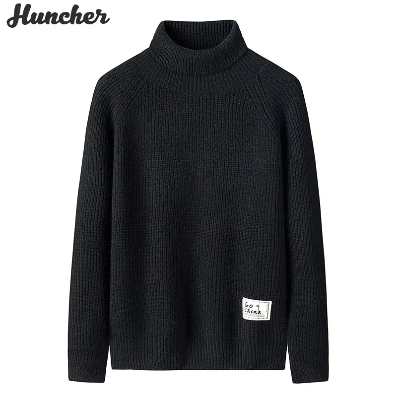 Huncher Mens Sweater Male Turtleneck Men 2020 Autumn Winter Casual High Neck Jumper Man Korean Black For |