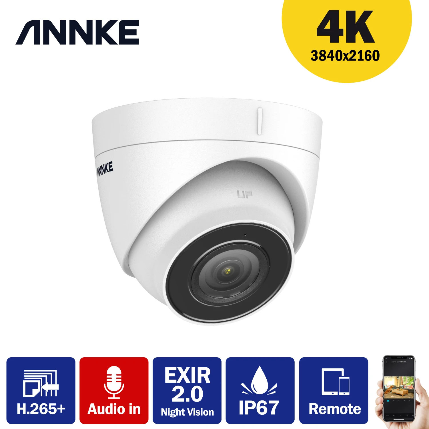 Камера видеонаблюдения ANNKE 1 шт. Ultra HD 8 Мп POE 4K для использования в помещении с