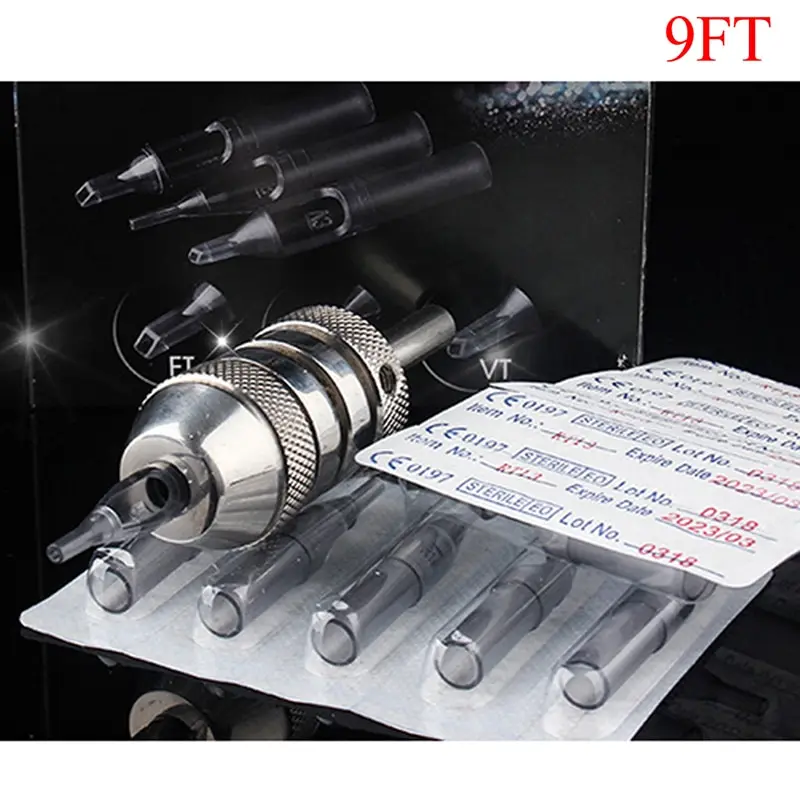 

Disposable Tattoo Needle Tips Nozzles Round & Flat RT FT For Tattoo Body Art Tattoo Supply Sterile Grey Short Plastic