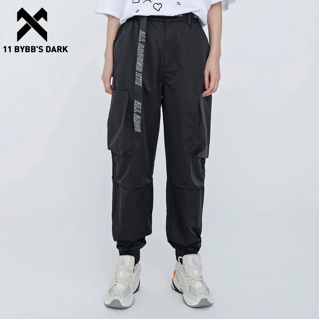 

11 BYBB'S DARK 2021SS Loose Jogger Men Hip Hop Cargo Pants Functional Trousers Streetwear Techwear Multi PocketS Belt Pants