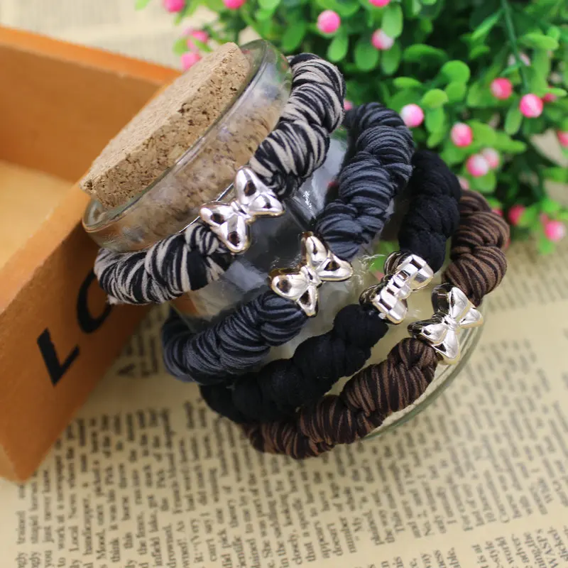 Бантик кнопка большой черный эластичный конский хвост держатели аксессуары для