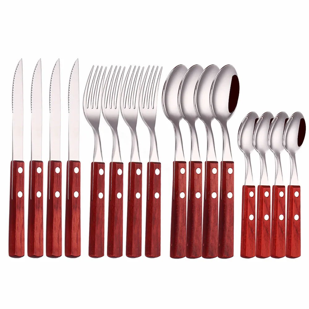 

Kitchen Tableware Stainless Steel Cutlery Set Forks Spoons Knives Set Dinnerware Silverware Dinner Set 16Pcs Mirror Eco Friendly