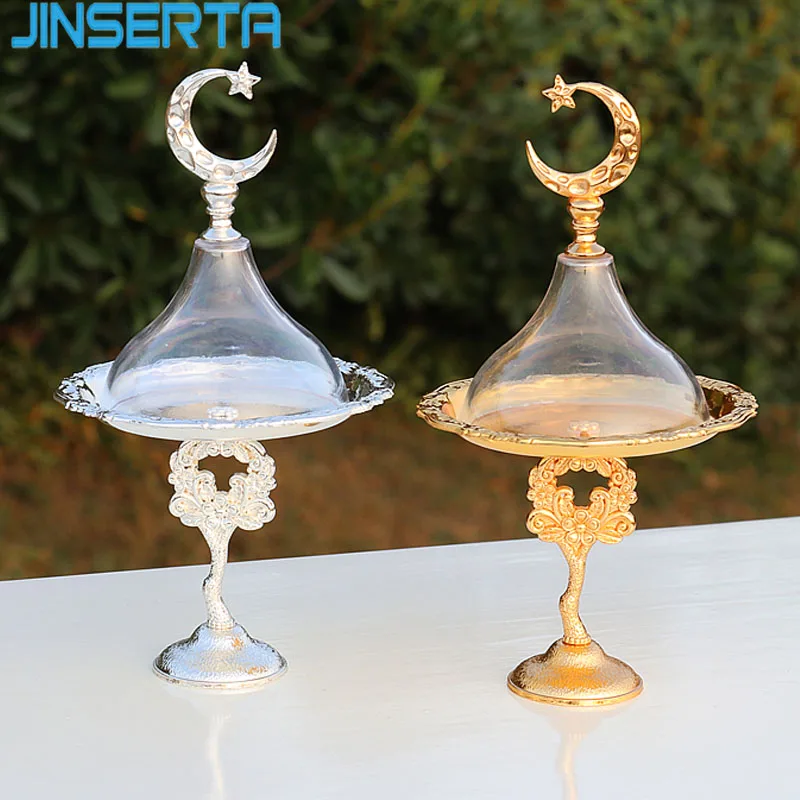 JINSERTA 2 шт. металлический лоток для хранения роскошное золото Высокая подставка мини фрукты десерт торт тарелка с крышкой дома вечерние и свадебные KTV Декор