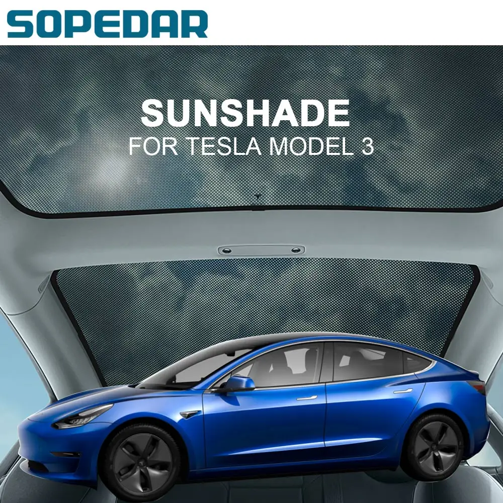 SOPEDAR Car Sunroof Sunshade For Tesla Model 3 Original Front Rear Skylight Windshield Glass Roof Shading Net Auto Accessories | Автомобили