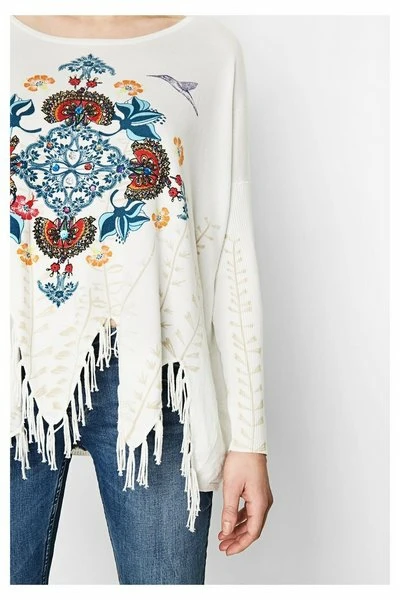 

Spain new foreign trade original printing shirt fashion tassel bottoming shirt sweater