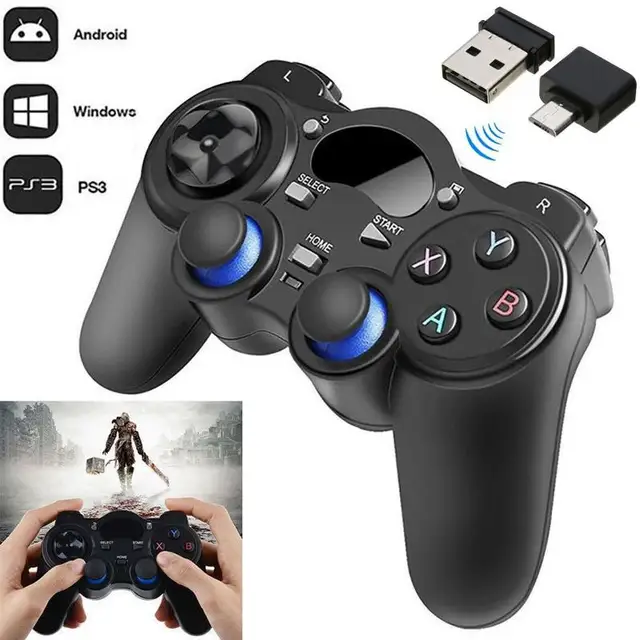 2.4G Wireless Controller Gamepad For Android Tablet Phone PC Smart TV Box Gaming Joystick Joypad With Micro USB OTG Converter 2