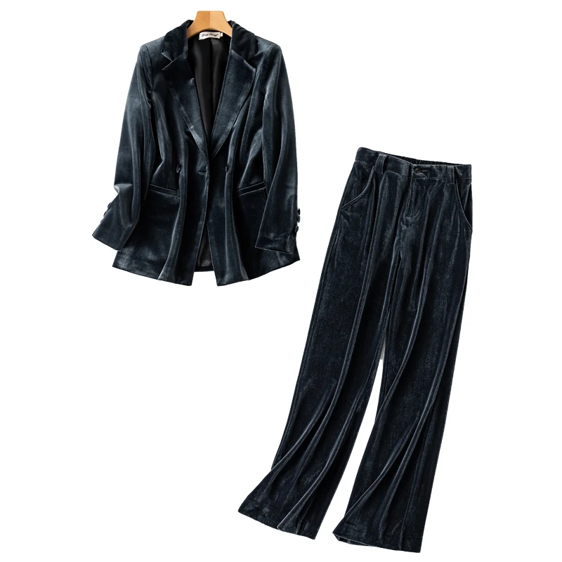 Женский бархатный блейзер KoHuiJoo зеленый элегантный офисный Блейзер большого