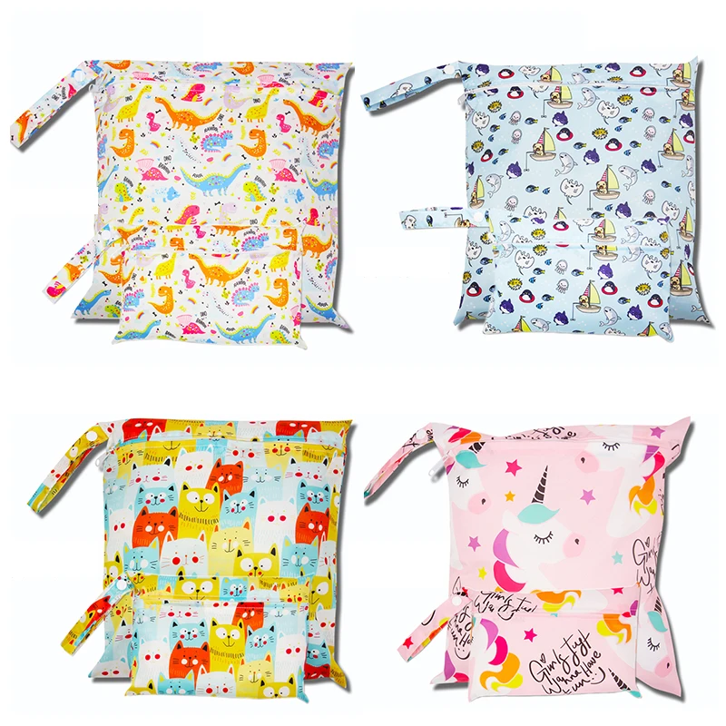 2 шт. детская мокрая сумка для подгузников дорожная тканевая Водонепроницаемая