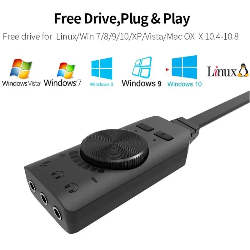 

GS3 Virtual 7.1 Channel Sound Card Adapter USB 3.5mm Headset for Notebook