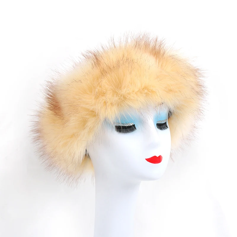 Повязка на голову женская зимняя разноцветная плотная пушистый ободок для волос