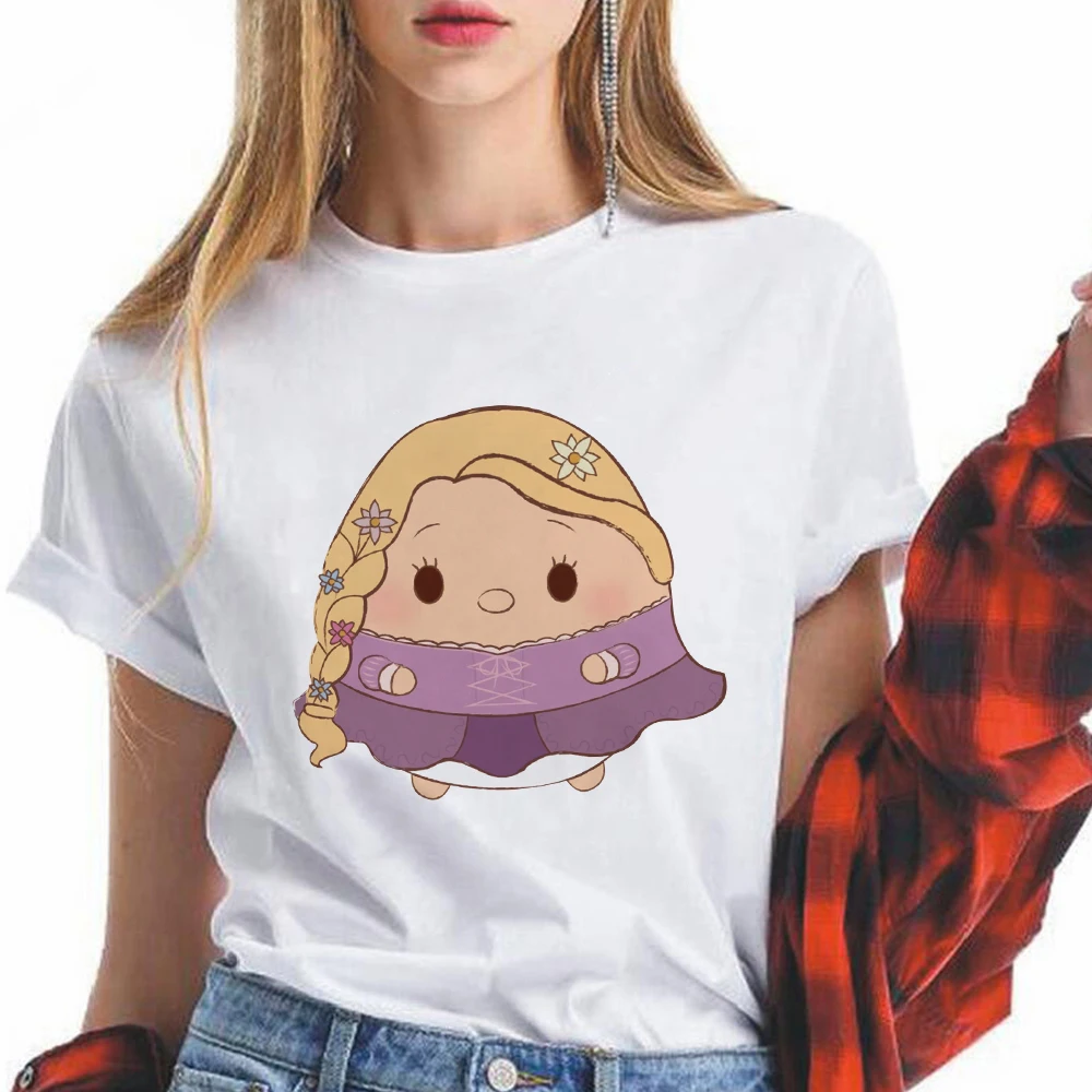 

Disney Rapunzel Princess Women T shirts Popular Loose White Short Sleeve Modern Female Camiseta Tumblr Mujer Top Anime Dropship
