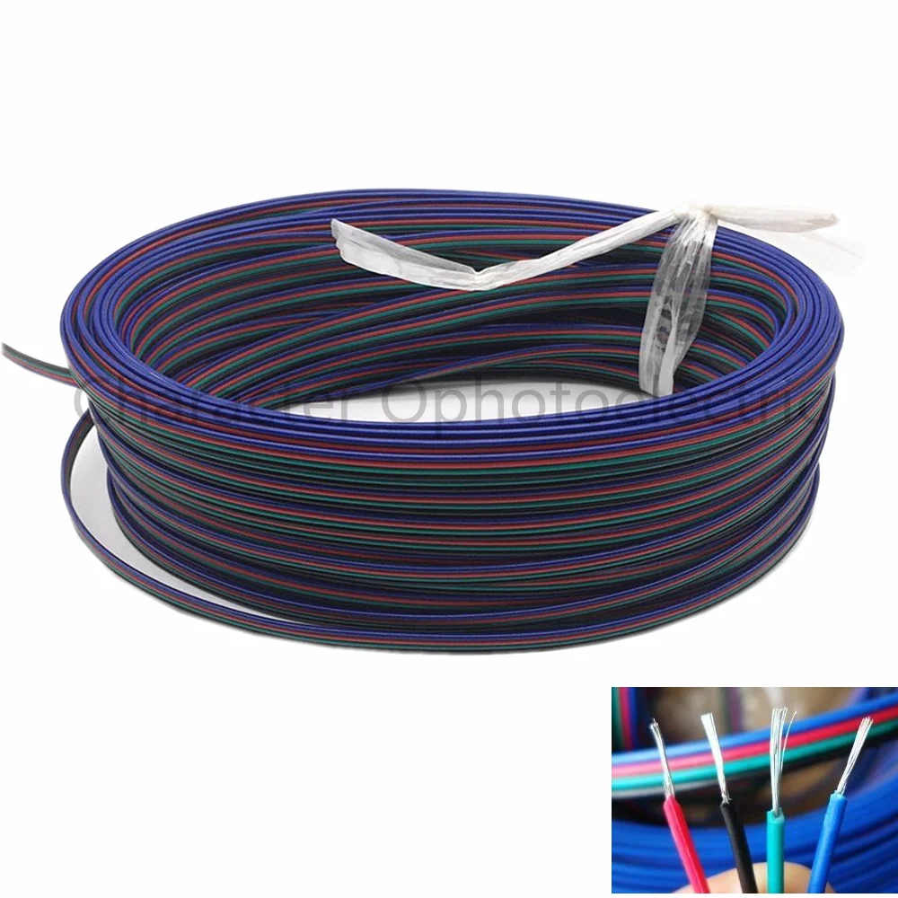 2 м 5 м 10 м 20 м 50 М 4-контактный удлинитель RGB + черный провод Соединительный кабель для светодиодной ленты 12 В постоянного тока