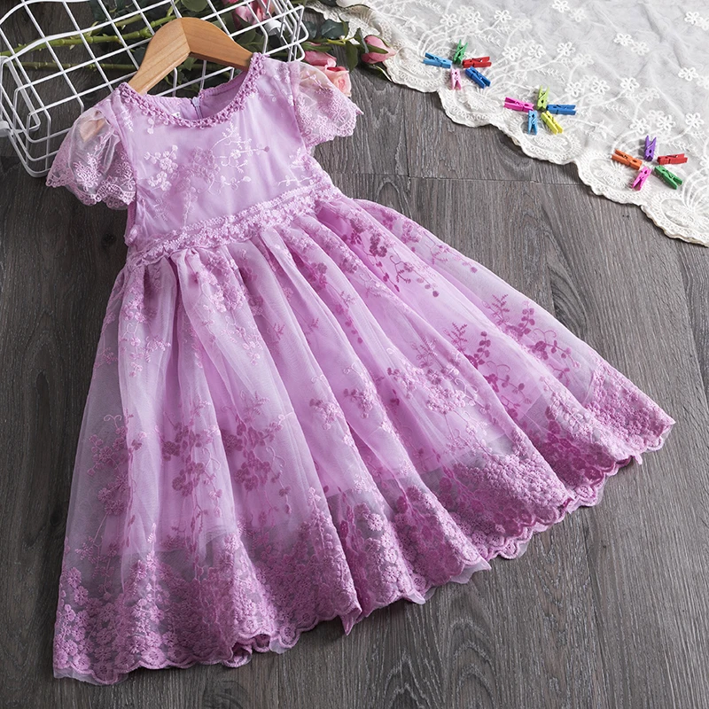 

Summer Girls Lace Embroidery Dress Tutu Birthday Kids Dresses for Girl Princess Party Gown Children's Clothing Girls Costume