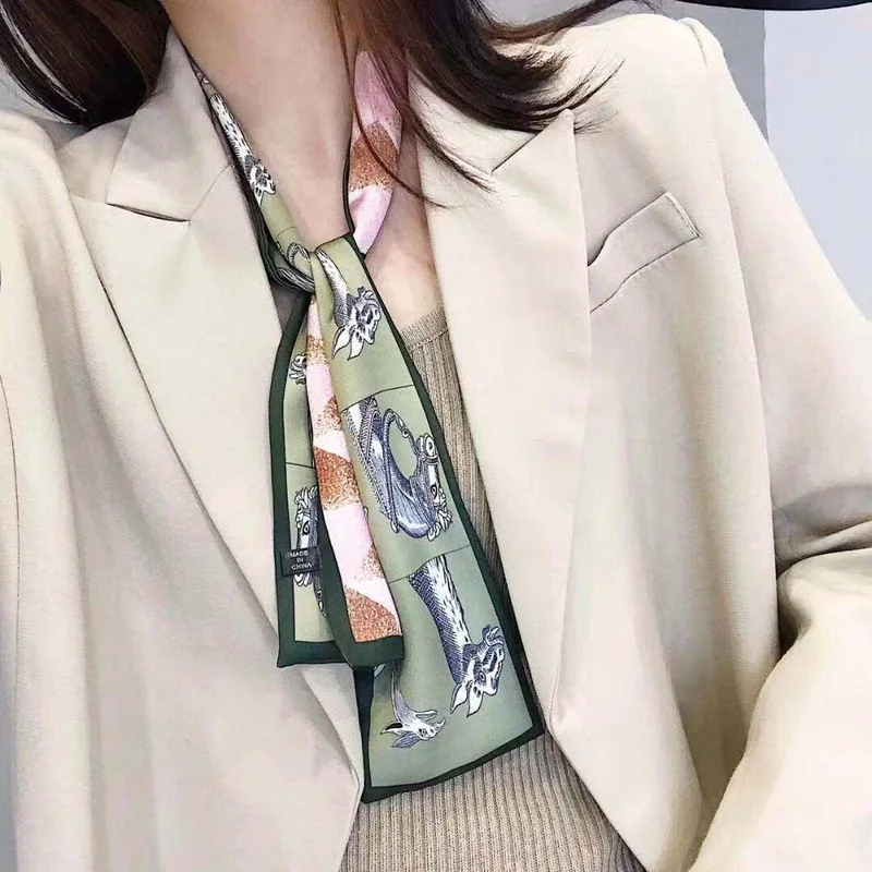 Женский длинный шелковый шарф DVLWS разноцветная шелковая сумка с шарфом и принтом