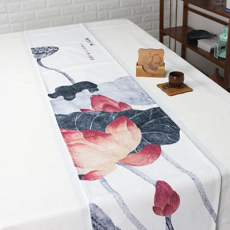 Китайский дзэн Лотос настольная дорожка современная мебель хлопок ткань