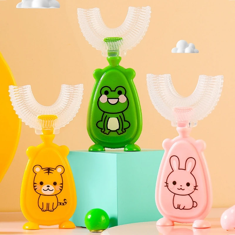 

Baby Children Toothbrush 360 Degree U-shaped Toothbrush Teether Soft Silicone Baby Teeth Brush Kids Teeth Oral Care Clea