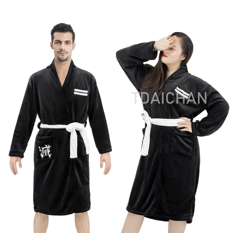 

Anime Demon Slayer Cosplay Pajamas Kamado Tanjirou Flannel Pajama Bathrobe Nightgown Adult Warm Cartoon Clothing Cloak Costumes