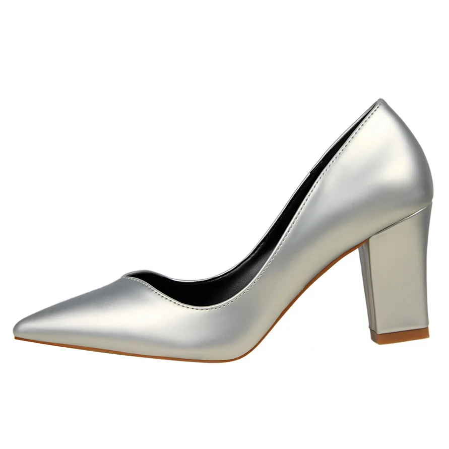 2020 женские Серебристые туфли-лодочки на высоком каблуке 7 см пикантные туфли