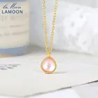 LAMOON Милая Подвеска для женщин милая персиковая форма белый кристалл ракушки 925 серебро 14K золото запатентованная ожерелье ювелирные изделия корейский LMNI092