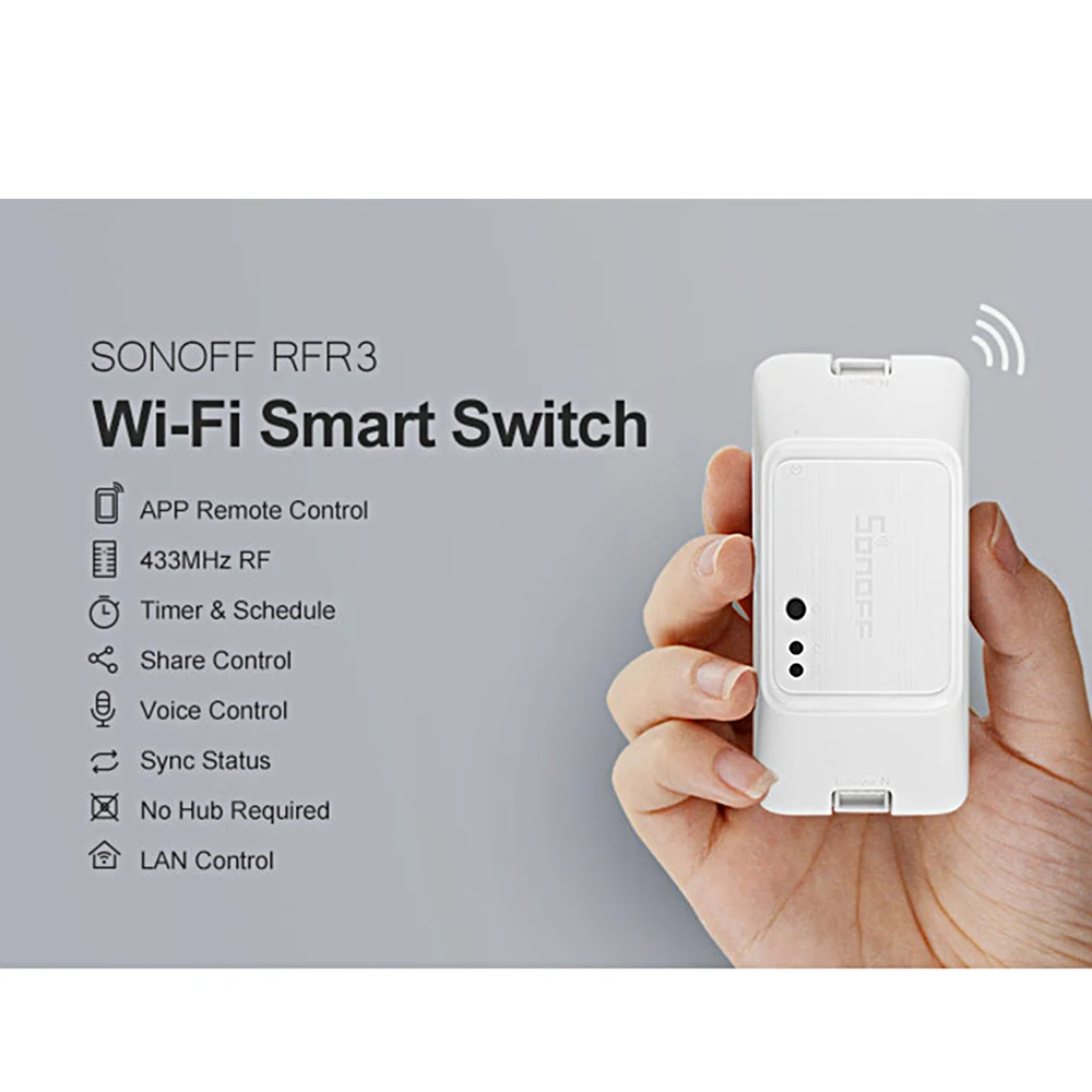 

4pcs Sonoff RF R3 433Mhz RF Smart Wifi Switch Wifi Delay Switch Smart Home Light Controller Via eWeLink APP Works With Alexa