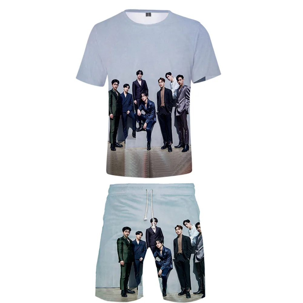 

Summer short suit Kpop GOT7 3D Tracksuit Women Two Piece Set T Shirt+pants Suitable For Summer cool fashion Trendy Streetwear