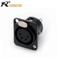 1pc metal 4 pin xlr female chassis connector push type xlr panel mount wire connector audio speaker jack socket 4pole conector