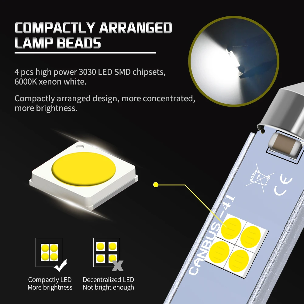 2x C5W LED CANBUS лампа гирлянда 31 мм 36 41 интерьер автомобиля огни для Volkswagen VW Golf 4 5 6 7 Passat