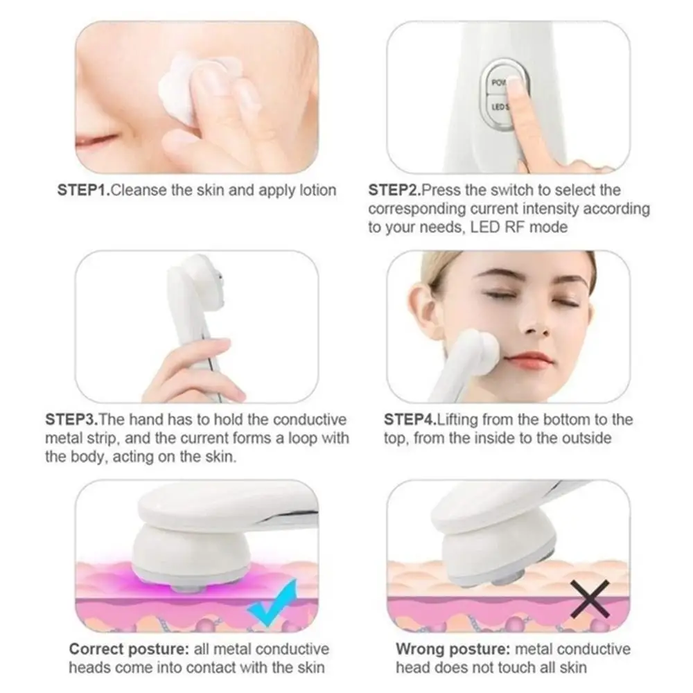 

Mesotherapy Electroporation RF Radio Frequency LED Photon Face Lifting Tighten Removal Skin Care Face Massager
