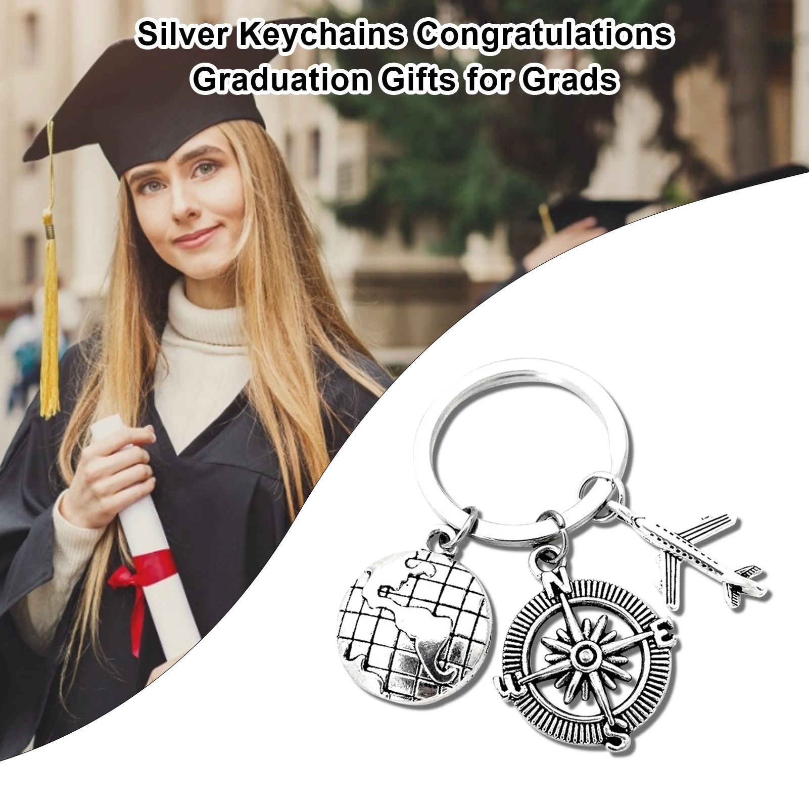 Брелок для ключей с компасом самолетом земли подарок на выпускной|Пряжки и