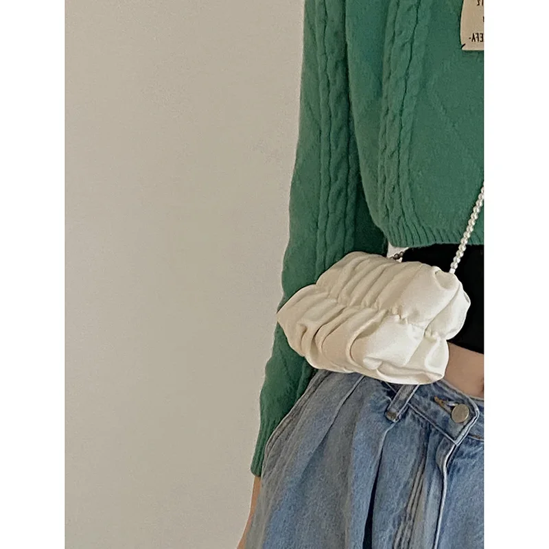

Portable Womens Handbags Pearl Bag Chain Bag Women's Summer 2021 New Fashion Small Square Bag French Niche Versatile Bag Purses