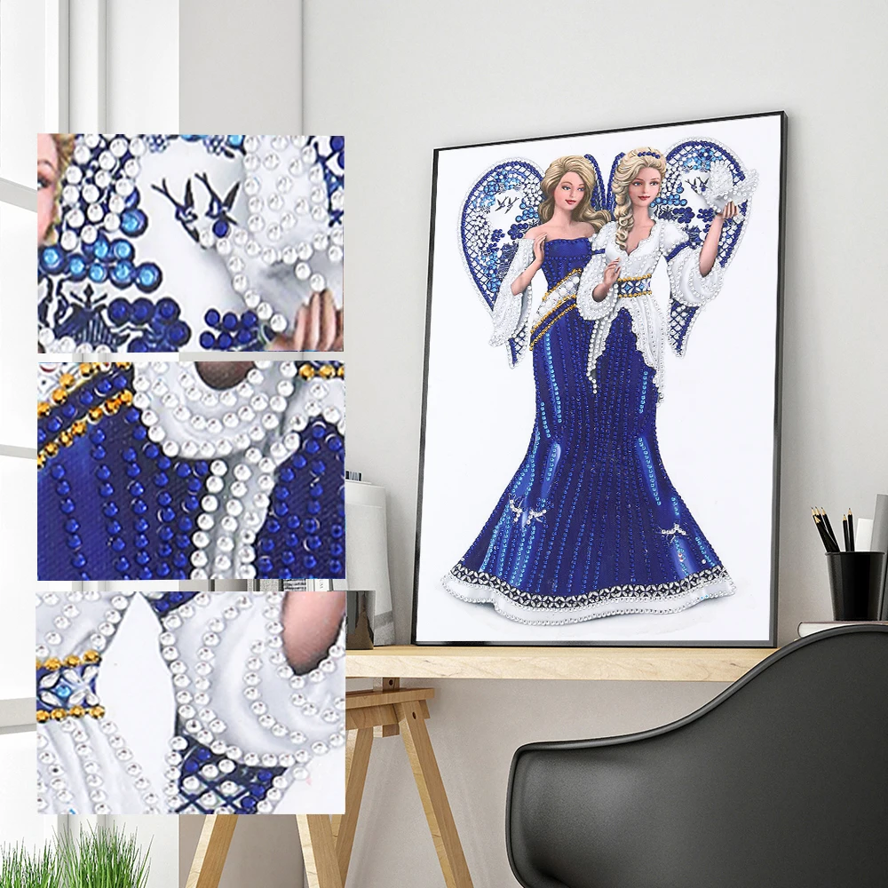 

5d Special shaped Diamond Painting Two angels Diamond Mosaic Embroidery Round crystal DIY Art Crafts Home Decoration