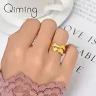 Женское Двухрядное Открытое кольцо ручной работы, геометрическое ювелирное изделие, массивное простое Золотое кольцо на палец, подарок