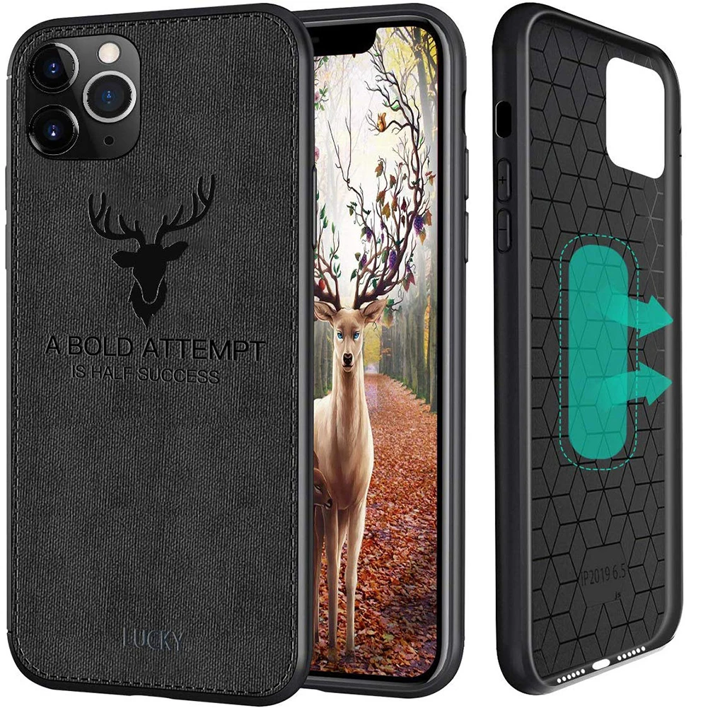 Magnetic Cloth Skin Deer Pattern Phone Case for iPhone 11 Pro Max X XS XR Soft TPU Embossed Texture Shockproof Cover Huawei |