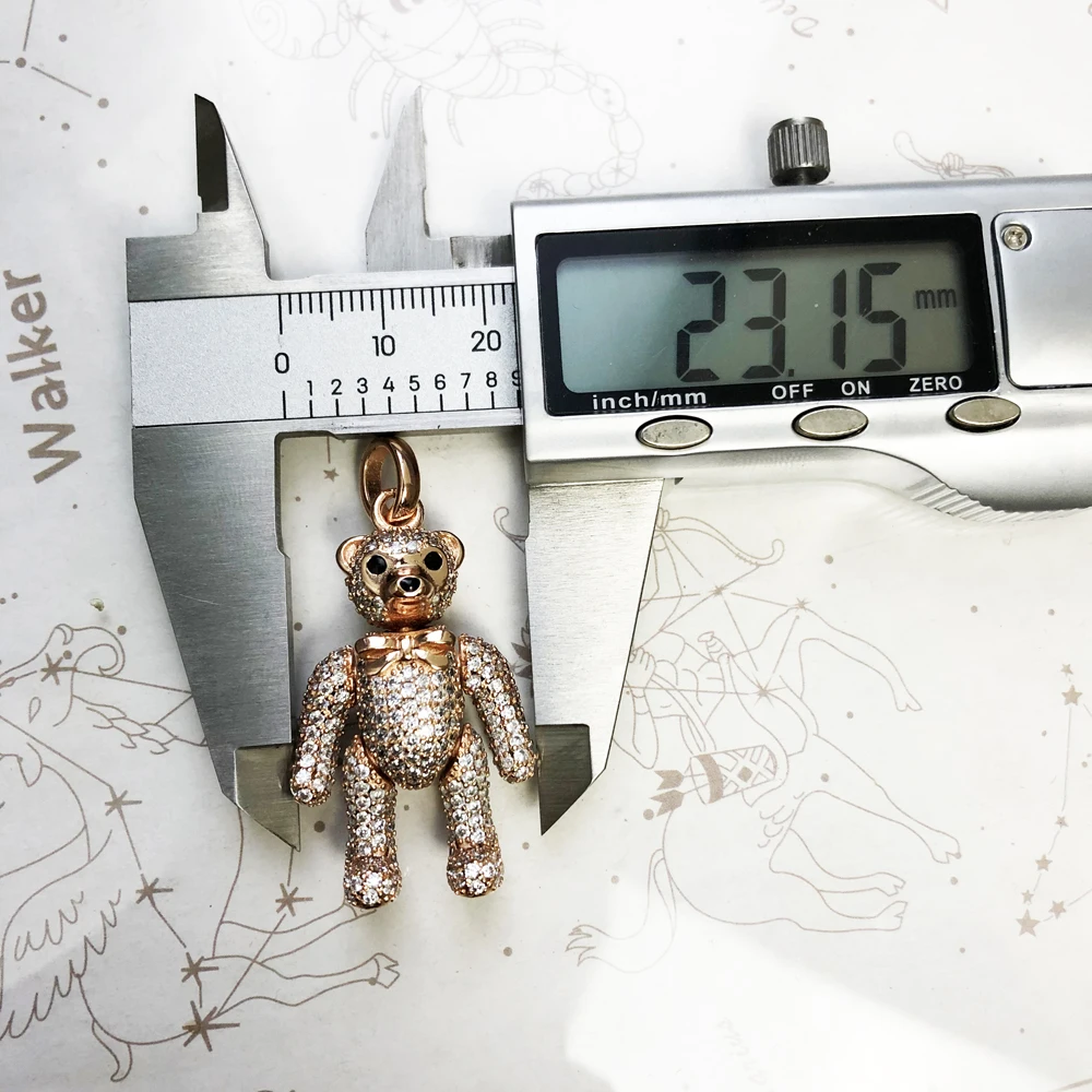 Подвеска в виде медведя Тедди из розового золота модные ювелирные изделия 2018
