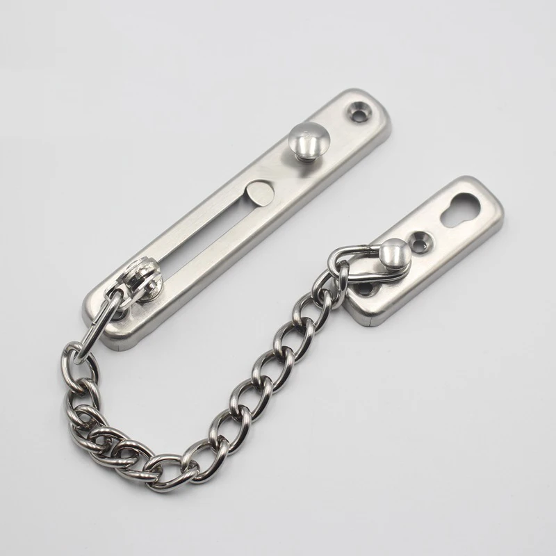 

Door Chain Lock Stainless Steel Security Chain Guard With Spring Anti Theft Press Lock Heavy Duty Polished Door Latch With Screw