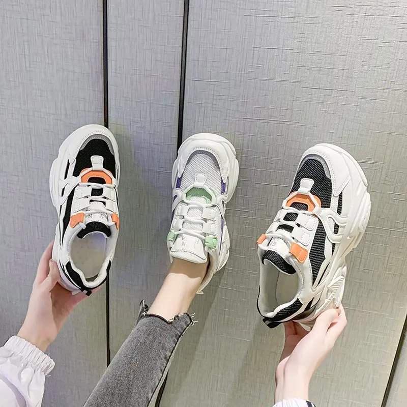 

2021 Fashion Women's Platform Sneakers Women Shoes Korean Casual Chunky Sport Shoes White Vulcanized Tennis Female Basket Femme
