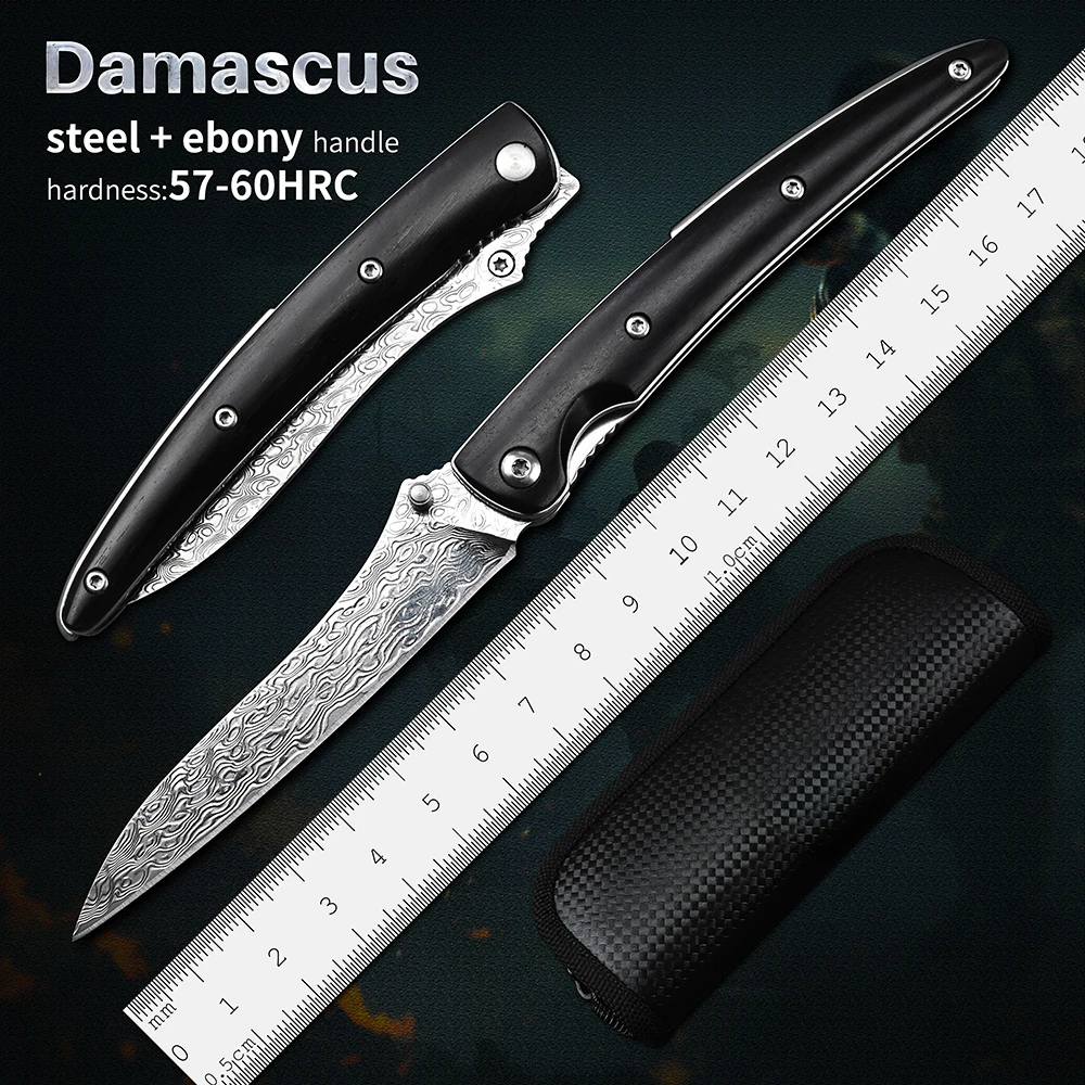 

Damascus Folding Knife Mini Sharp Wood Handle Tactical Military Saber Outdoor Camp Hunting EDC Tools Self Defense Pocket Knives