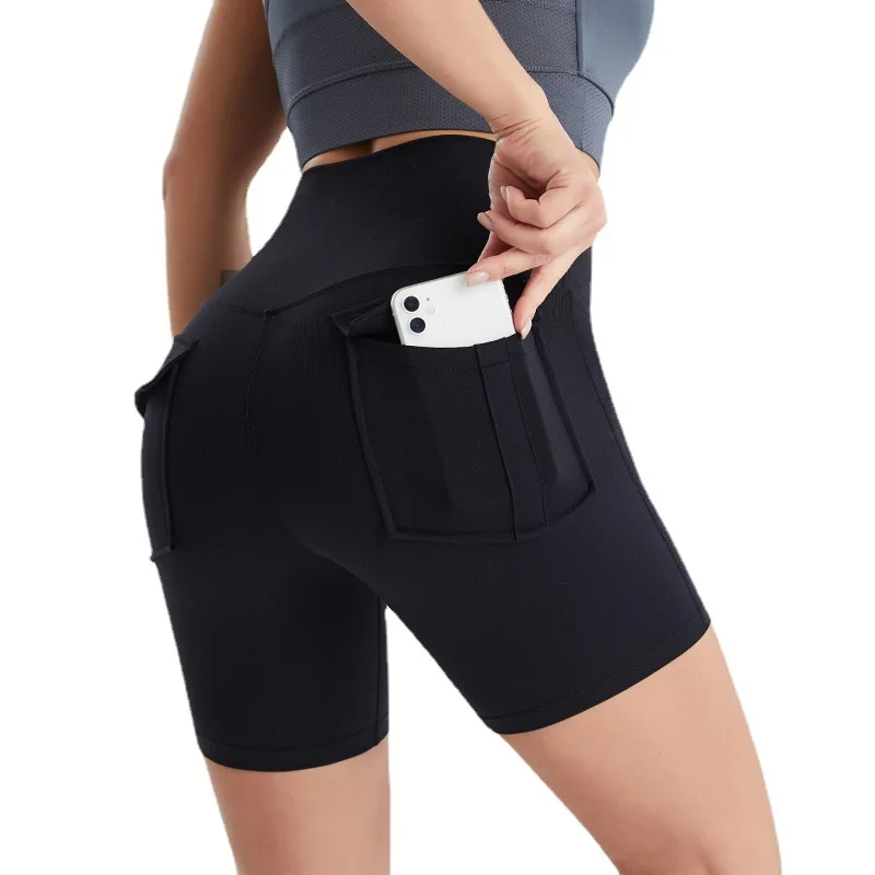 

2021 Fitness Women Leggings Withe Pocket Solid High Waist Push Up Polyester Workout Shorts Cargo Pants Casual Hip Pop Pants