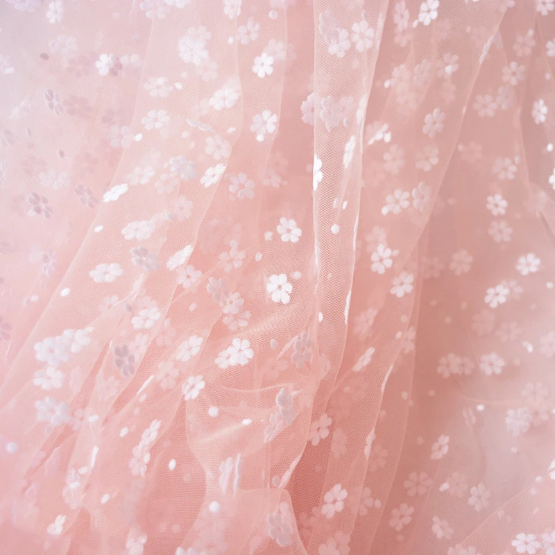 Ширина 150 Флокирование Цветок Tull сетка ткань для свадебной вечеринки платье юбки