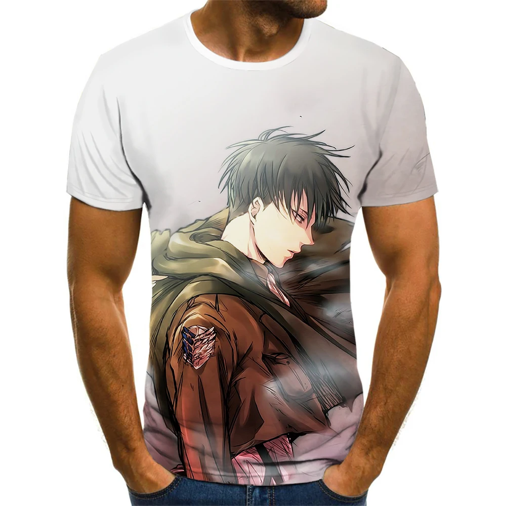 

2021 Summer Hot Anime Attack On Titan Print Crew Neck Top Short Sleeve Anime Clothes Kawaii Ventilation Versatile T-Shirt