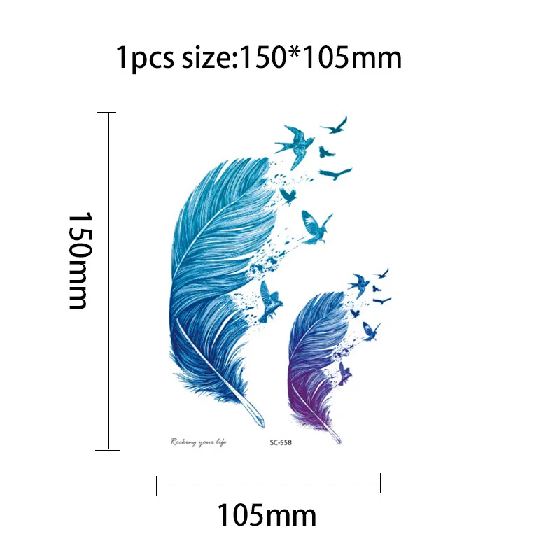 5 шт./компл. модная временная татуировка для женщин и девочек наклейка с перьями