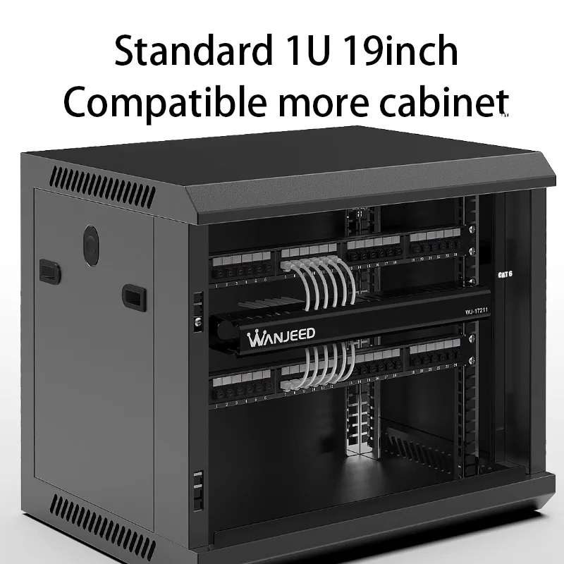 WANJEED CAT6 Patch Panel 24Port RJ45 1U 19inch in standard Cabinet with cable management and Protector Cap | Компьютеры и офис