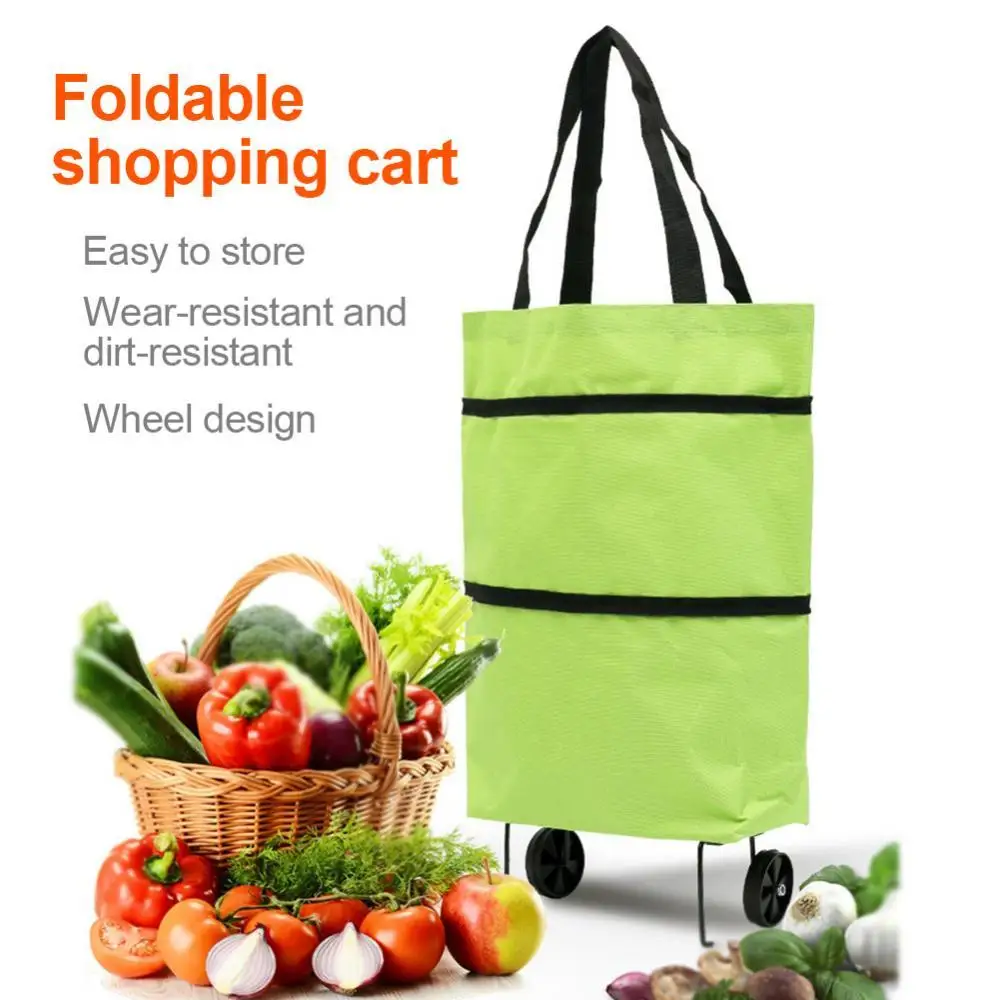 

1Pcs Fashion Portable Folding Shopping Trolley Cart Lightweight Foldable Luggage Wheels Bag Folding Market Trolleys Storage Bag