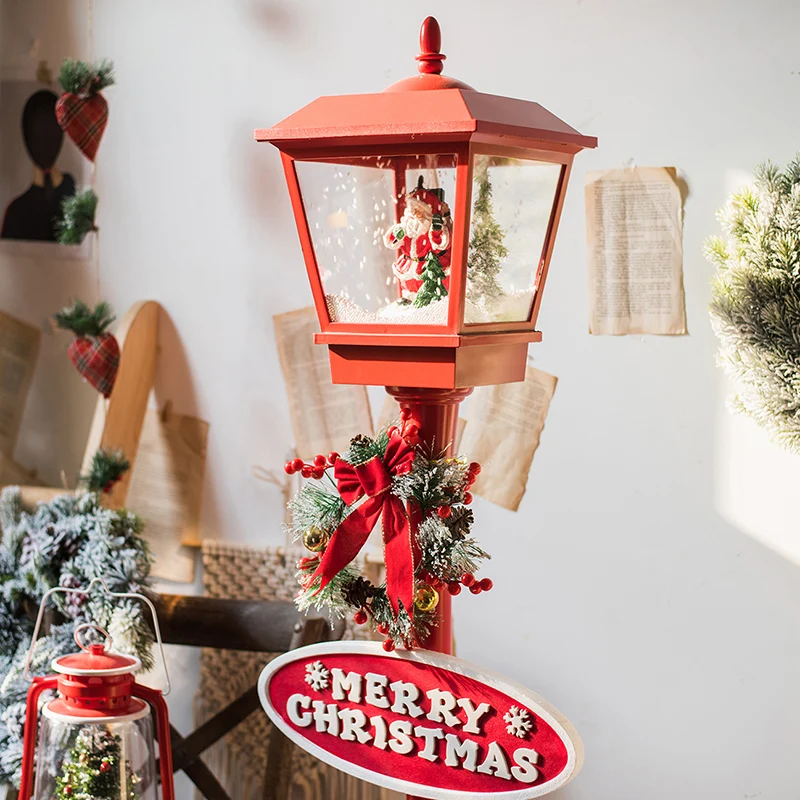 

Iron Christmas Decoration Metal Snow Scene Street Lights Outdoor Landscape Ornaments Large Christmas Street Light Home Decor