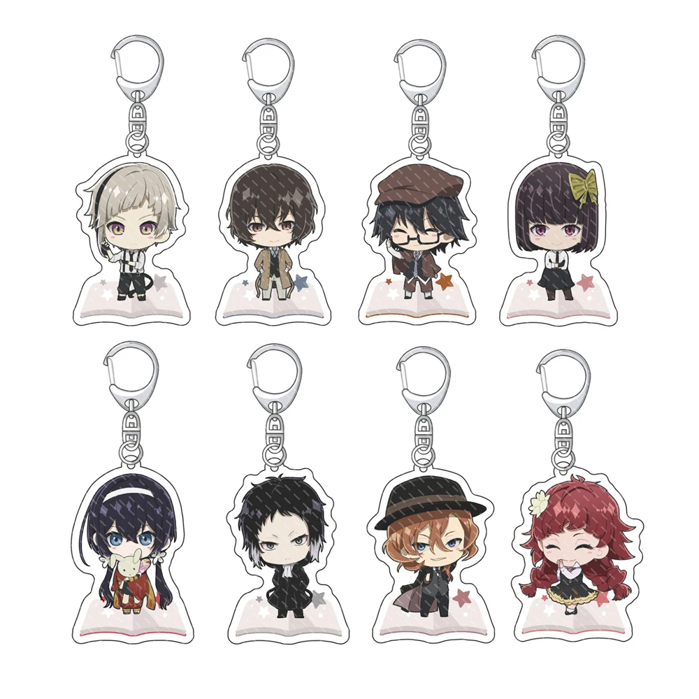 

20Pcs Anime Bungo Stray Dogs Acrylic Keychain Nakajima Atsushi Dazai Osamu Akiko Yosano Figure Pendant Keyring Jewelry