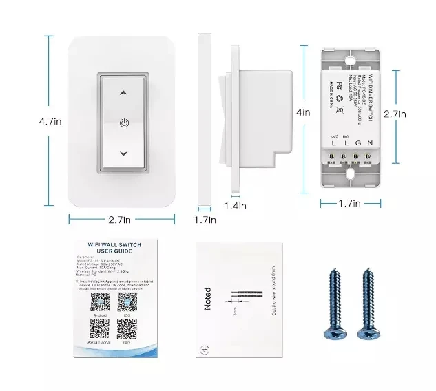 Умный настенный Wifi выключатель света диммер стандарт США работает с Alexa Google Home